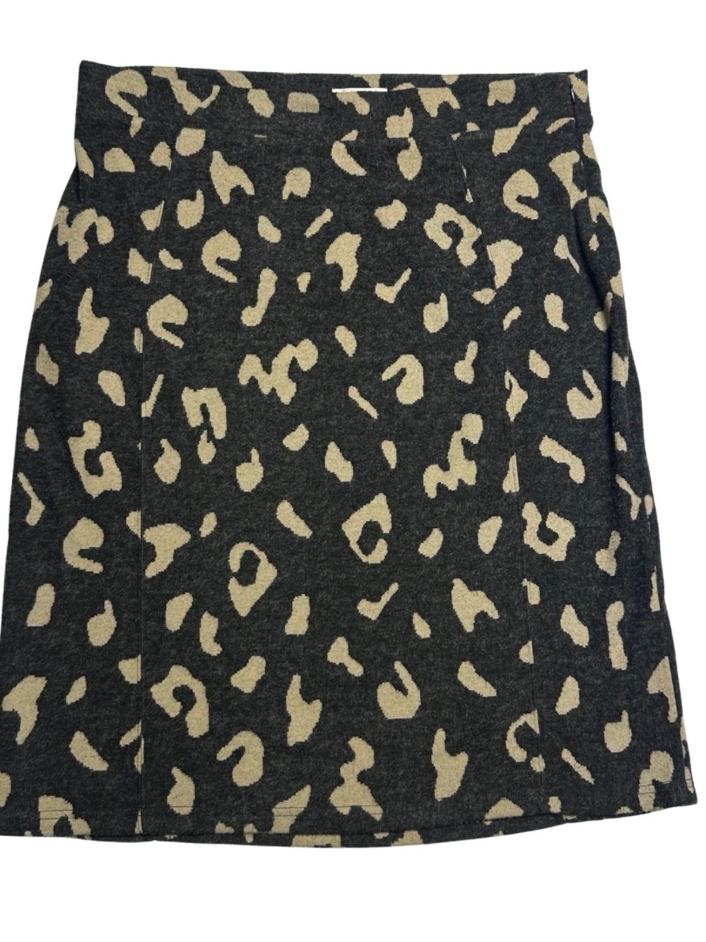 Maeve by Anthropologie Leopard Print Knit Skirt Size 1X Charcoal Tan Pencil